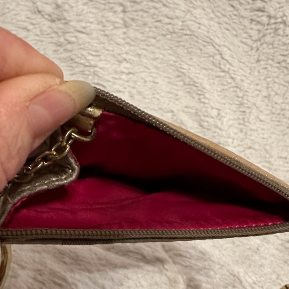 Coach Tan Wristlet Cardholder with Gold and Red Details - Picture 4 of 7
